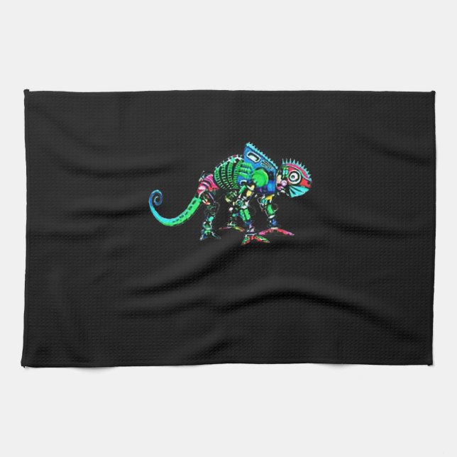 Iguana robot kitchen towel (Horizontal)