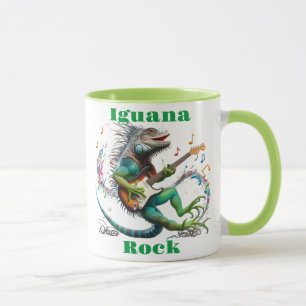 Iguana Rockstar in a Colorful Music Burst Mug