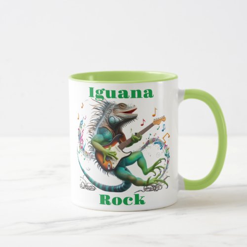  Iguana Rockstar in a Colorful Music Burst Mug