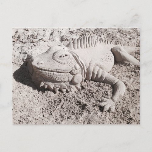 Iguana sand sculpture postcard
