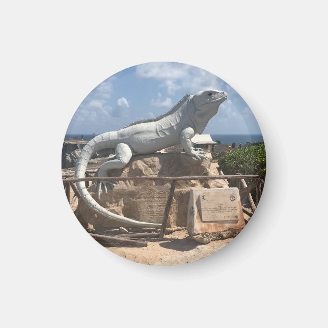 Iguana Sculpture Isla Mujeres, Mexico Magnet (Front)