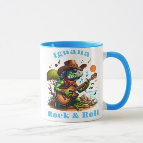 Iguana Serenading Swamp Dweller Rock  Roll Mug