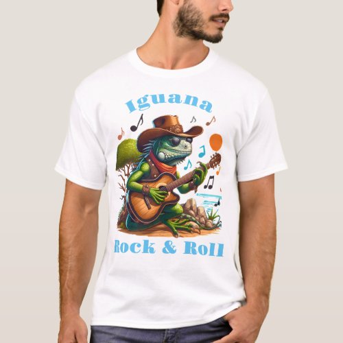 Iguana Serenading Swamp Dweller Rock  Roll T_Shirt
