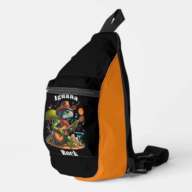 Iguana Serenading Swamp Dweller Rock Sling Bag (Right Corner)