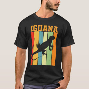 Iguana Shadow Silhouette In Retro Colors T-Shirt