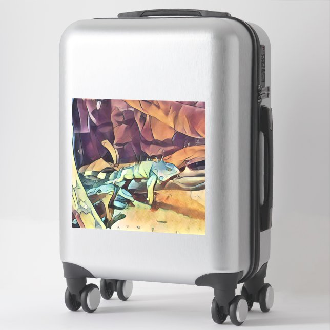 Iguana sleeping on a branch sticker (Suitcase)