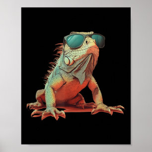 Iguana Sungles Costume For Funny Reptile Lovers Poster
