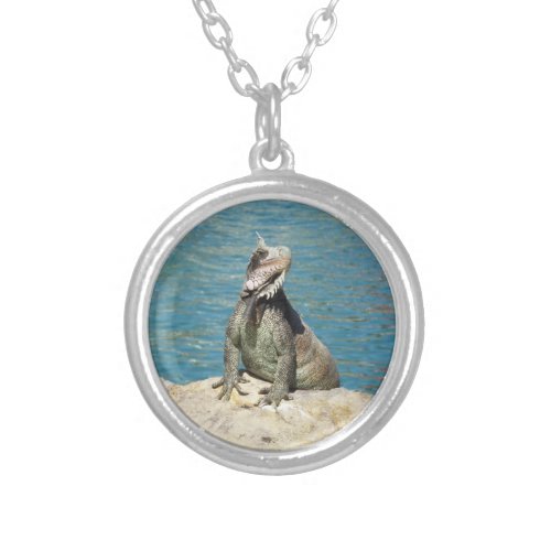 Iguana Tropical Wildlife Photography at St Thomas Silver Plated Necklace