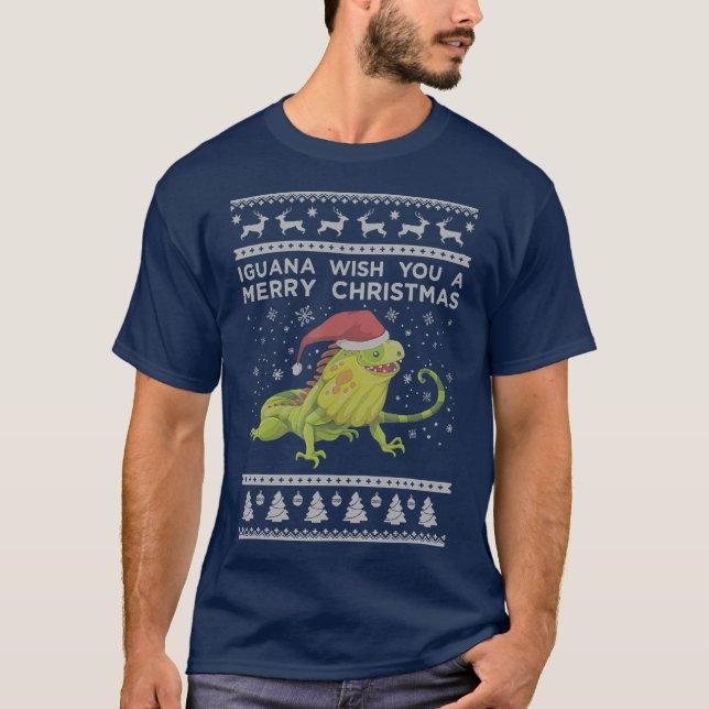 Iguana Ugly Christmas Sweater  Xmas Lizard (Front)