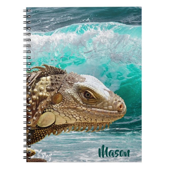 Iguana Wave (with personalized name) Notebook (Front)