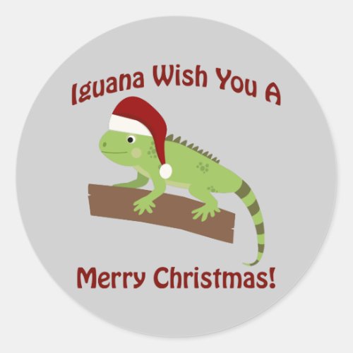 Iguana Wish You A Merry Christmas Classic Round Sticker