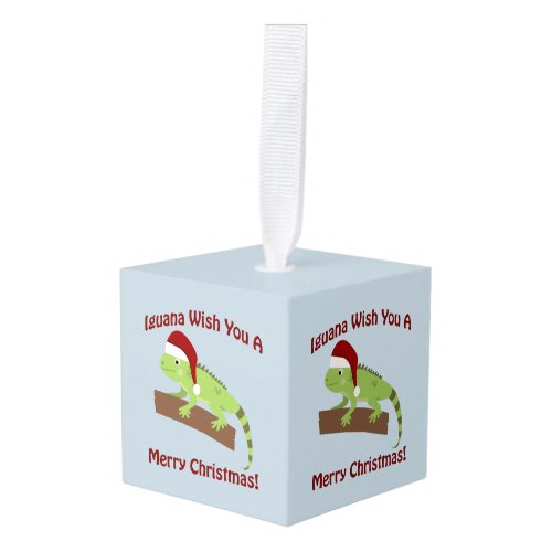 Iguana Wish You A Merry Christmas Cube Ornament