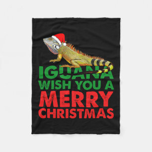 Iguana Wish You A Merry Christmas Funny Iguana  Fleece Blanket