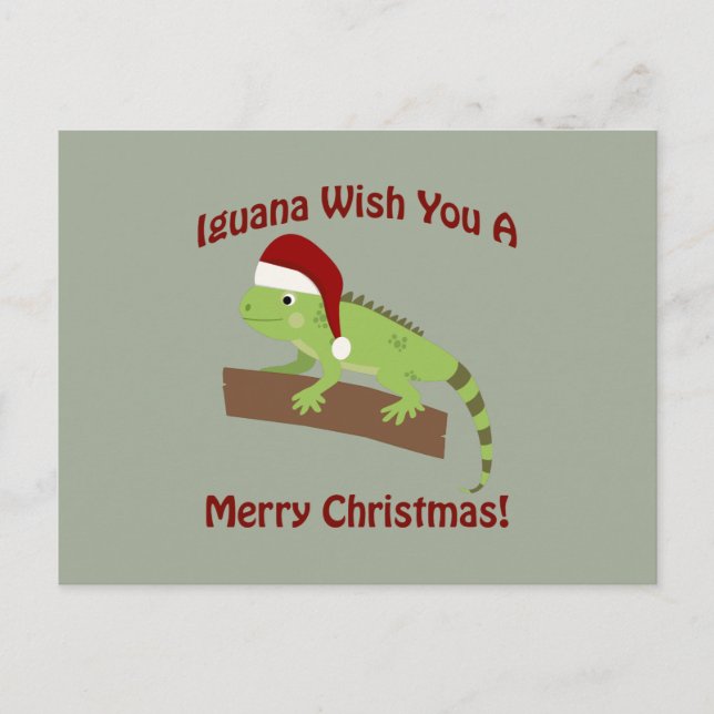 Iguana Wish You A Merry Christmas Holiday Postcard (Front)
