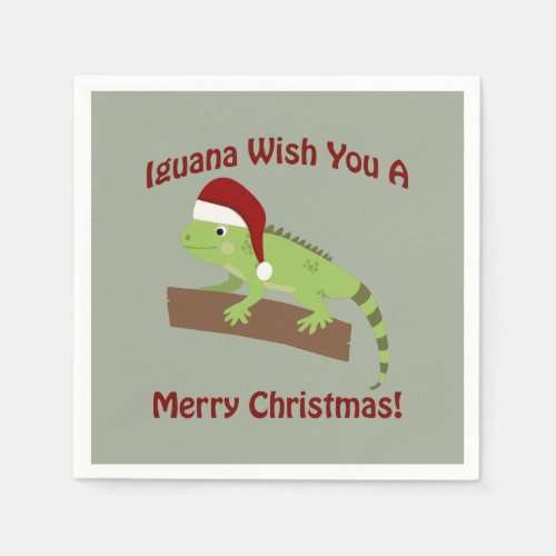 Iguana Wish You A Merry Christmas Paper Napkins