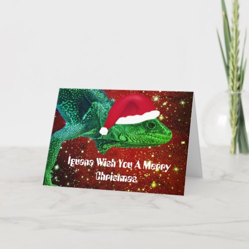 Iguana Wish You A Merry Christmas Personalized Holiday Card