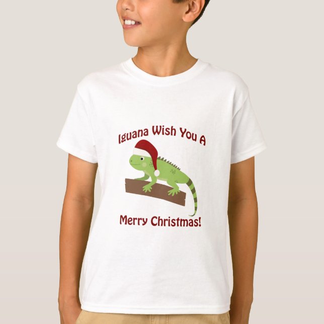 Iguana Wish You A Merry Christmas T-Shirt (Front)