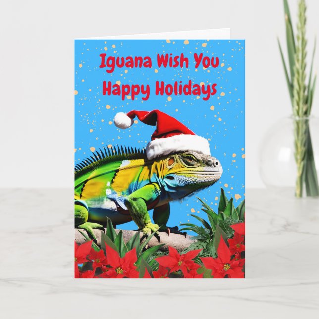 Iguana Wish You Happy Holidays Christmas Card (Front)