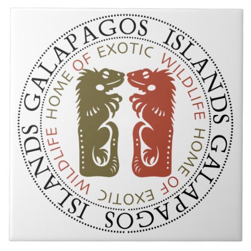 Iguanas Galapagos Islands Souvenir Ceramic Tile