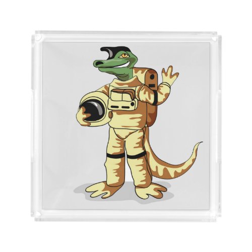 Iguanodon Dressed In A Cosmonaut Spacesuit Acrylic Tray