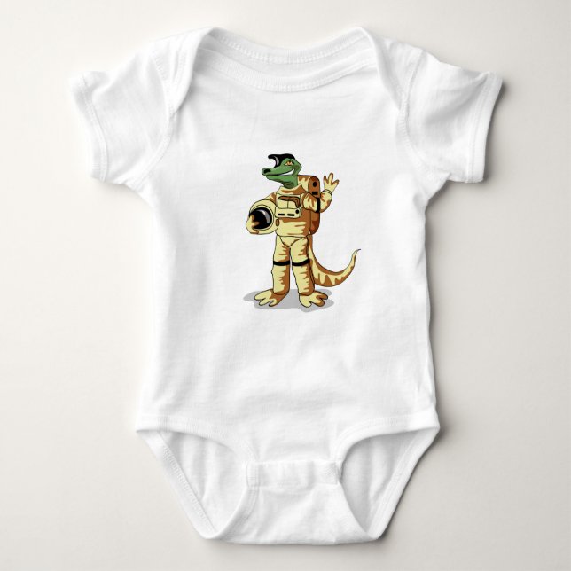 Iguanodon Dressed In A Cosmonaut Spacesuit. Baby Bodysuit (Front)