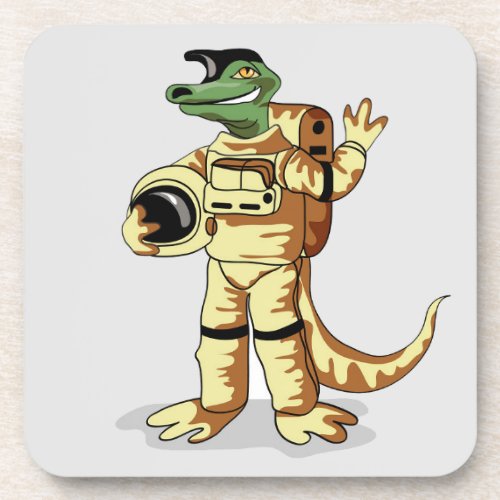 Iguanodon Dressed In A Cosmonaut Spacesuit Beverage Coaster