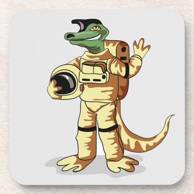 Iguanodon Dressed In A Cosmonaut Spacesuit. Beverage Coaster (Front)