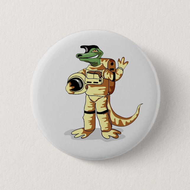 Iguanodon Dressed In A Cosmonaut Spacesuit. Button (Front)
