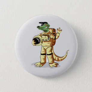 Iguanodon Dressed In A Cosmonaut Spacesuit. Button