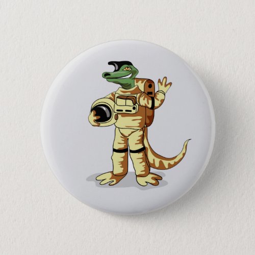 Iguanodon Dressed In A Cosmonaut Spacesuit Button