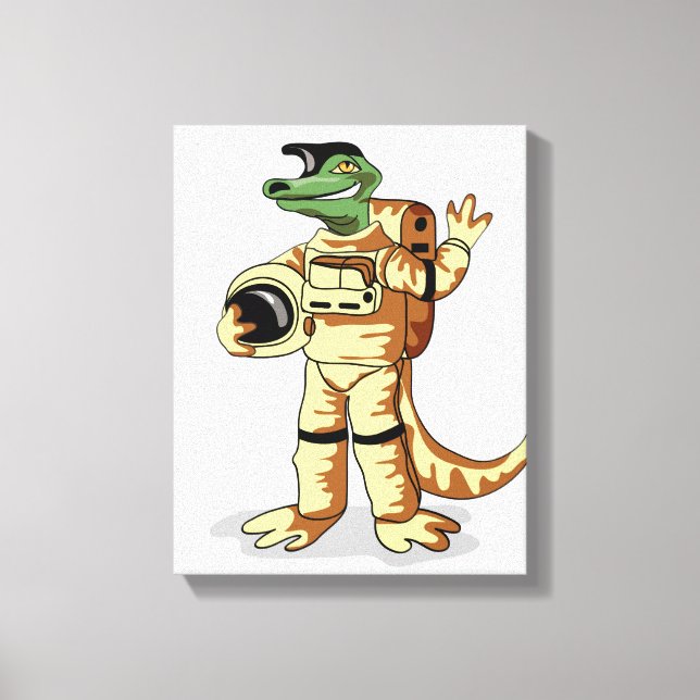 Iguanodon Dressed In A Cosmonaut Spacesuit. Canvas Print (Front)