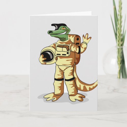 Iguanodon Dressed In A Cosmonaut Spacesuit Card