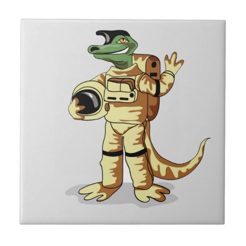 Iguanodon Dressed In A Cosmonaut Spacesuit Ceramic Tile