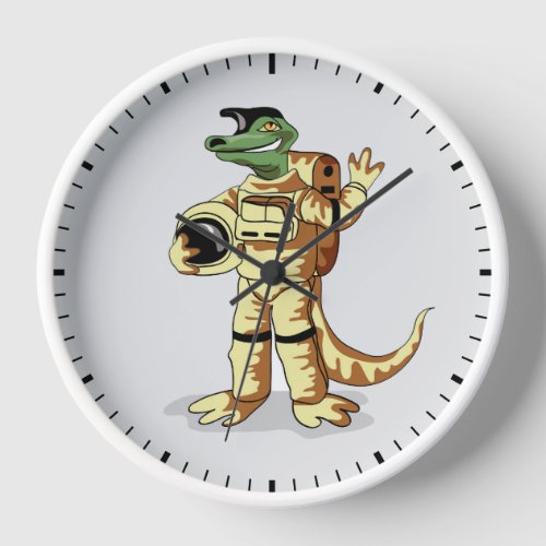 Iguanodon Dressed In A Cosmonaut Spacesuit Clock