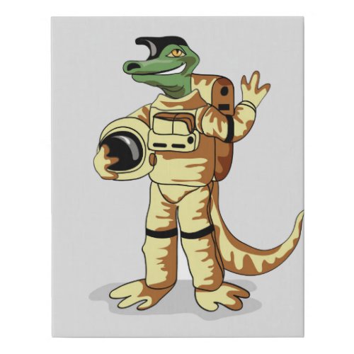 Iguanodon Dressed In A Cosmonaut Spacesuit Faux Canvas Print