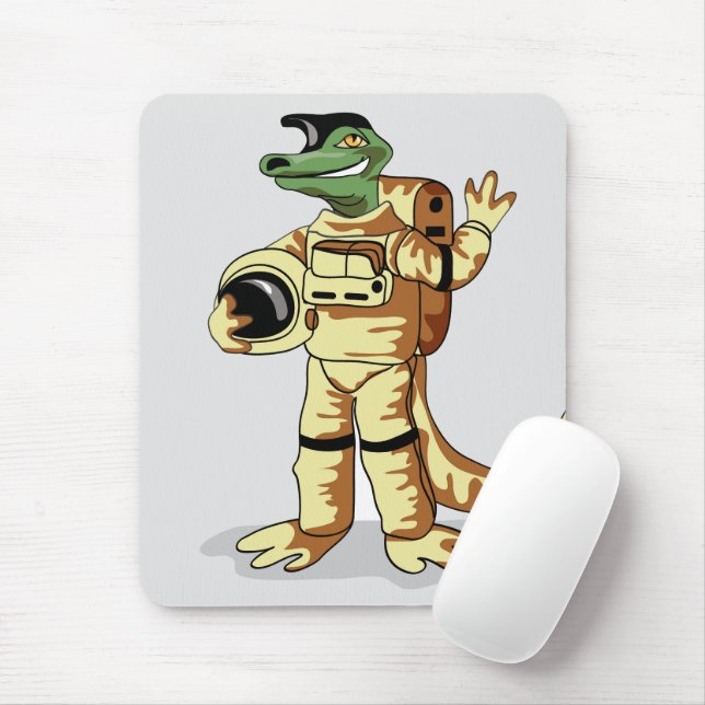 Iguanodon Dressed In A Cosmonaut Spacesuit. Mouse Pad (With Mouse)