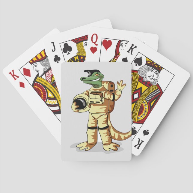 Iguanodon Dressed In A Cosmonaut Spacesuit. Poker Cards (Back)