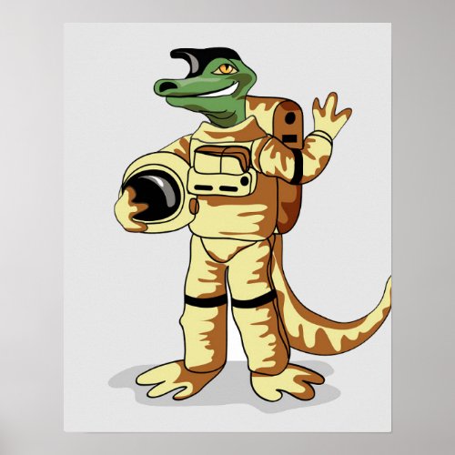 Iguanodon Dressed In A Cosmonaut Spacesuit Poster