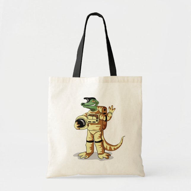 Iguanodon Dressed In A Cosmonaut Spacesuit. Tote Bag (Front)