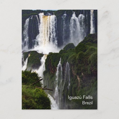 Iguaz Falls Brazil Waterfall Travel Postcard