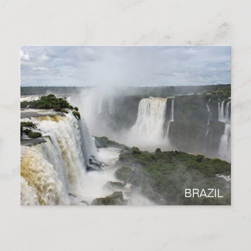 Iguaz Falls Brazil Waterfall Travel Postcard