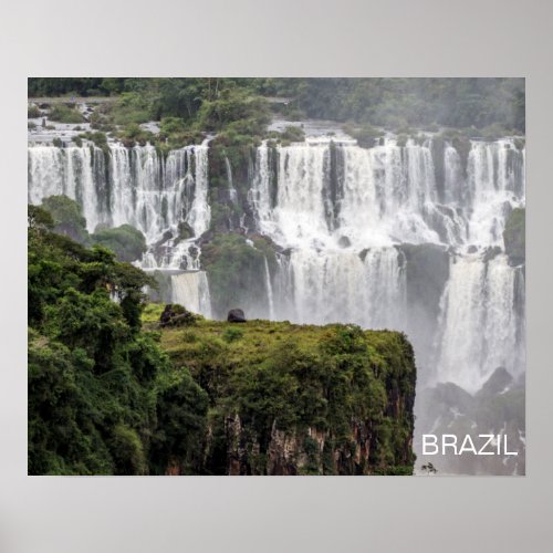 Iguaz Falls Brazil Waterfall Travel  Poster