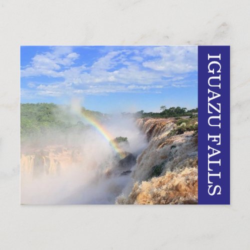 iguazu falls rainbow postcard