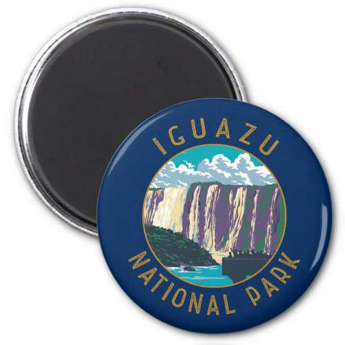 Iguazu National Park Argentina Distressed Circle Magnet