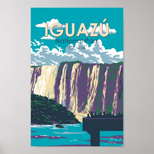 Iguazu National Park Argentina Travel Art Vintage Poster