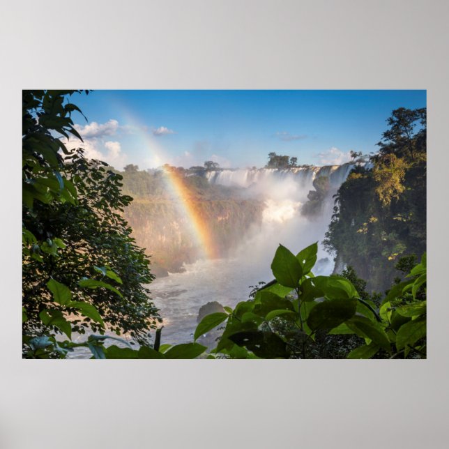 Iguazú Waterfalls With Rainbow, Argentina Poster (Front)