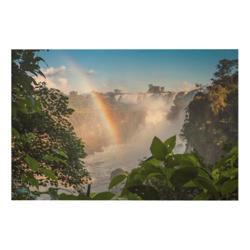 Iguaz Waterfalls With Rainbow Argentina Wood Wall Art