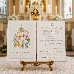 IHS Catholic Wedding Prayer Card Matrimony Keepsak
