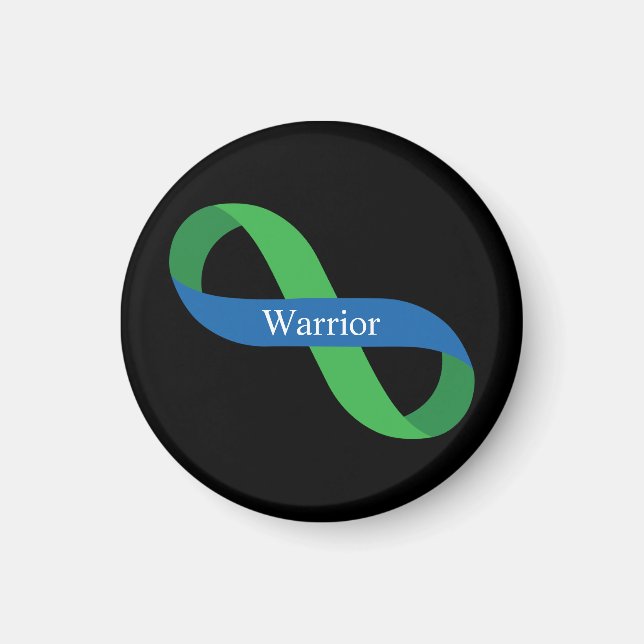 IIH Warrior | Green and Blue Infinity Ribbon Magnet (Front)