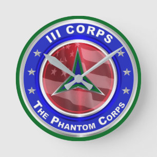 III Corps Phantom Corps Keepsake Round Clock